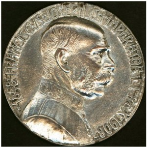 Настольная медаль в память о  60-летнем юбилее правления Франца Иосифа (аверс)