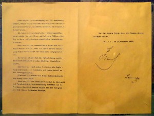 Манифест, подписанный Карлом I 11 ноября 1918 г.