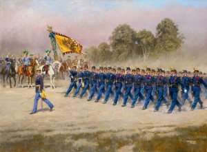 Александр Пок «Торжественное прохождение 4-го пехотного полка перед эрцгерцогом Евгением в Пратере» (1896)