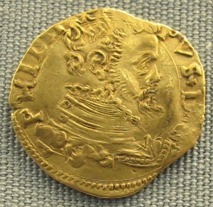 Сицилийский золотой эскудо с профилем Филиппа II