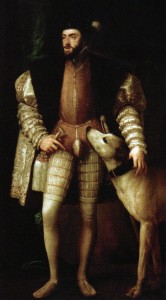 Портрет Карла V с его собакой (Тициан, 1532–1533. Музей Прадо, Мадрид)
