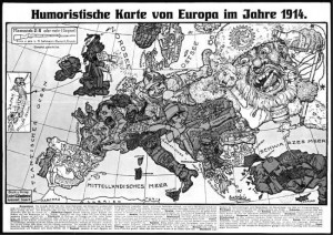 Немецкая сатирическая карта Европы времен Первой Мировой войны