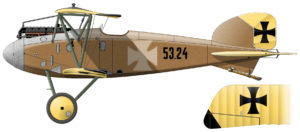 Albatros D.III (Oef) (серийный номер 53.24), с июля по сентябрь 1917 года использовавшийся флигер-детахментом «Гауптман Никич» на румынском фронте. Сам гауптман Никич одержал на нём свою первую победу, а потом продолжал летать как минимум до конца августа. Кроме него, этот истребитель использовали и другие пилоты, в том числе фельдфебель Домбровски (в августе). Крест с фюзеляжа этого самолёта был смыт ещё в июне-июле, а чёрные законцовки крыльев – элементы быстрого опознавания частей румынского фронта – появились во второй половине августа