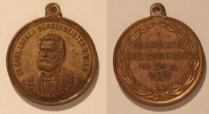 Памятная медаль в честь утверждения Фарнцем Йосифом Карла Люэгера на посту бургомистра Вены (1897)