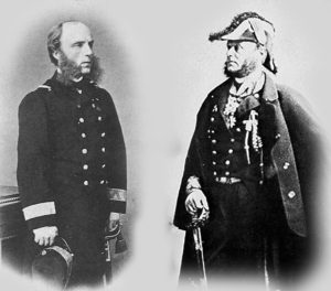 Командующий австрийским флотом адмирал Тегетгоф (слева), командующий итальянским флотом адмирал ди Персано (справа)