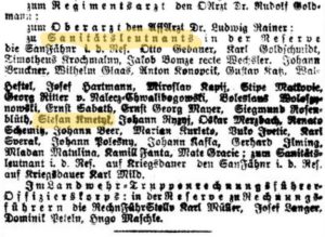 Список лейтенантов резерва санитарной службы («Reichspost» от 16 апреля 1917 г.)