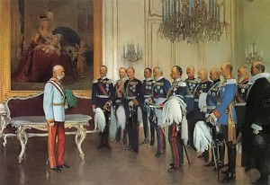 Германские принцы поздравляют австрийского императора Франца Иосифа I с 60-й годовщиной царствования