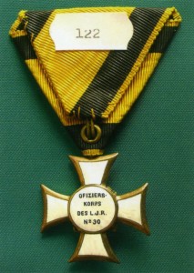"Офицерский знак за службу 2-го класса" за 40 лет беспорочной службы (1890-1918) — частный заказ (реверс)