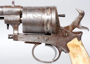 Вид на разъемную рамку револьвера Gasser M1870