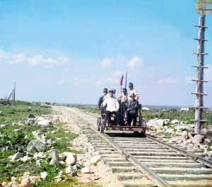 Прокудин-Горский на дрезине у Петрозаводска по Мурманской ж. д. (фотография С.М. Прокудина-Горского)