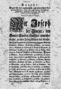 Первая страница «Эдикта о веротерпимости» (1781)