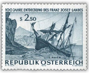 Австрийская памятная почтовая марка номиналом 2,50 шиллинга, выпущенная к 100-летию полярной экспедиции