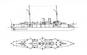 Зовнішній вигляд крейсера "Кайзер Франц Йосиф І" в період 1890-1905 рр.