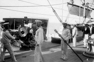 Артилерійські стрільби з гармати 150 мм L/35 на крейсері "Елізабет"