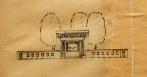 Ескізний малюнок пантеону, до якого було перепоховано останки полковника Броша, 1918 р. (ДАЛО)