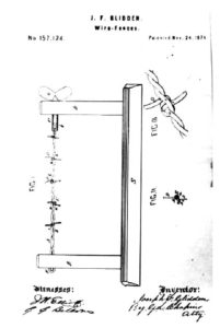 Рисунок к патенту Дж. Глиддена от 24 ноября 1874 г. на улучшенную конструкцию колючей проволоки