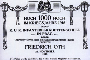 Запрошення на «Тисячу» від празької піхотної школи кадетів, 1916 рік