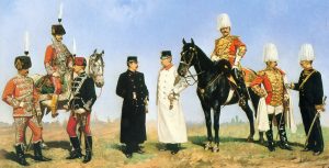 Офіцерська Лейб-гвардія (праворуч — гвардія охоронців) (Oskar Brüch. Das k.u.k. Heer im Jahre 1895. — Wien: Gebundene Ausgabe, 1983.)