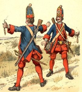 Гренадери лейб-батальйону Полку Короля. Пруссія, 1713 рік (R. Knötel. Uniformkunde. Band X, No.15)